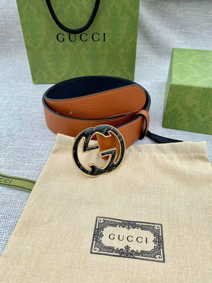 GUCCI Embellished coated-canvas and leather belt 'Brown'