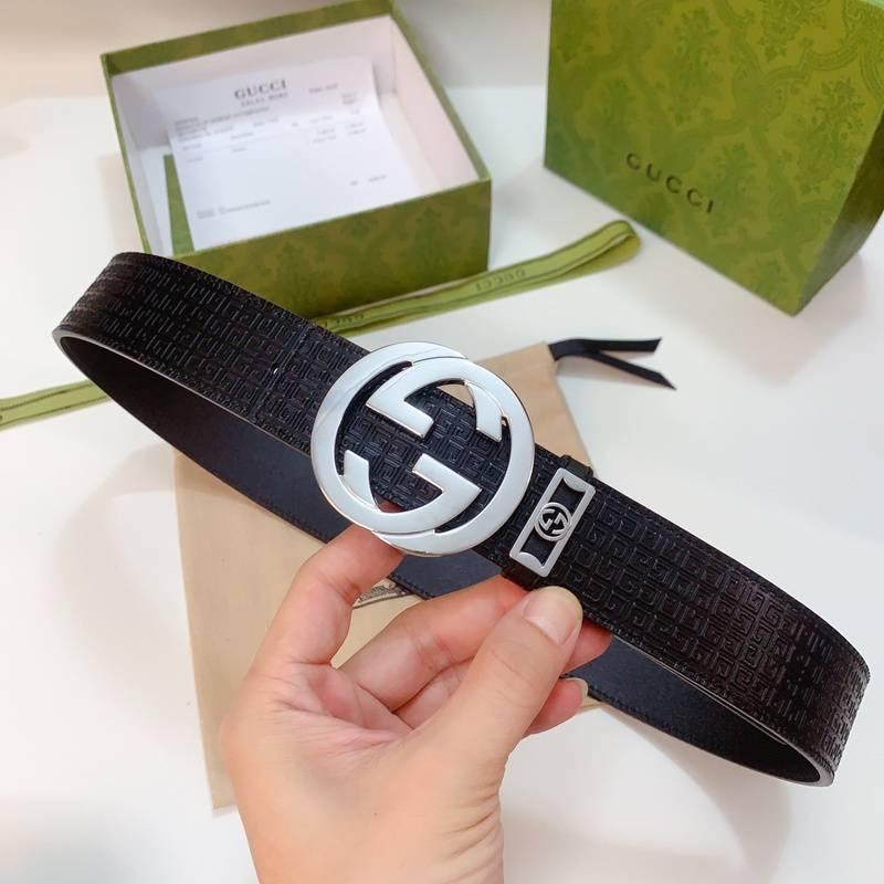 GUCCI Embellished coated-canvas and leather belt 'Black'