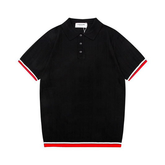 Thom Browne Black T-Shirt with Collar