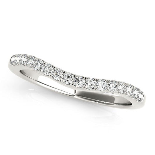 14k White Gold Curvy Style Pave Set Diamond Wedding Band (1/5 cttw) — photo 1 of 2