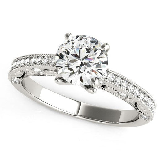 14k White Gold Antique Pronged Round Diamond Engagement Ring (1 1/8 cttw) — photo 1 of 4