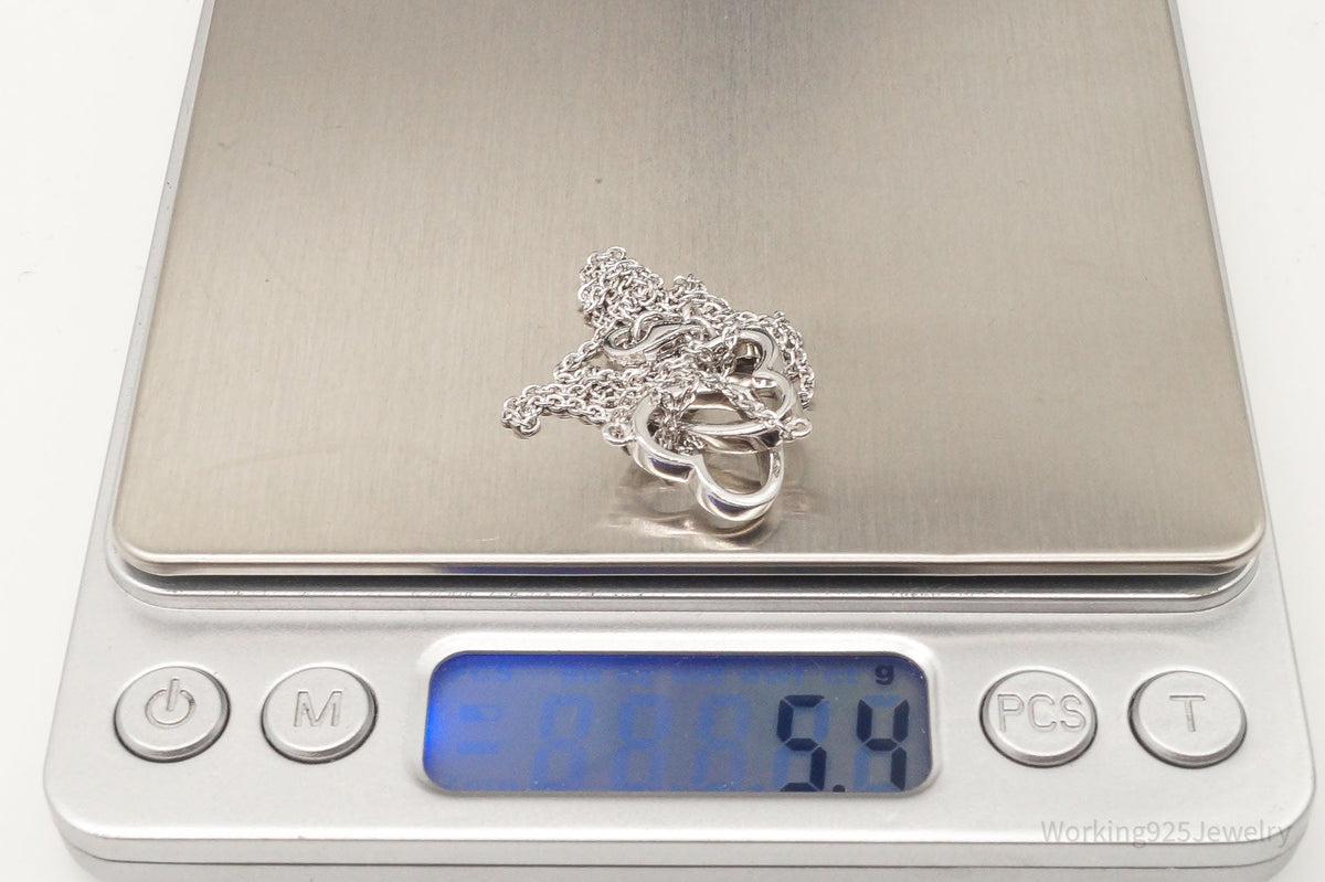 Vintage Designer FZN Linked Hearts Sterling Silver Necklace