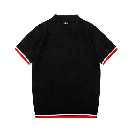 Thom Browne Black T-Shirt with Collar