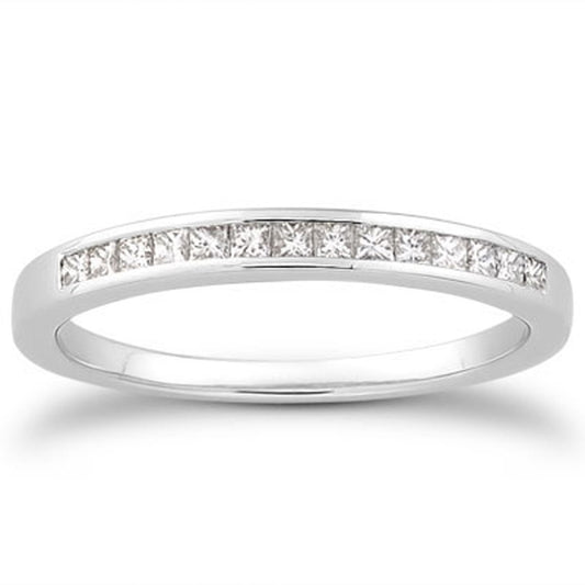 14k White Gold Channel Set Princess Diamond Wedding Ring Band — photo 1 of 4