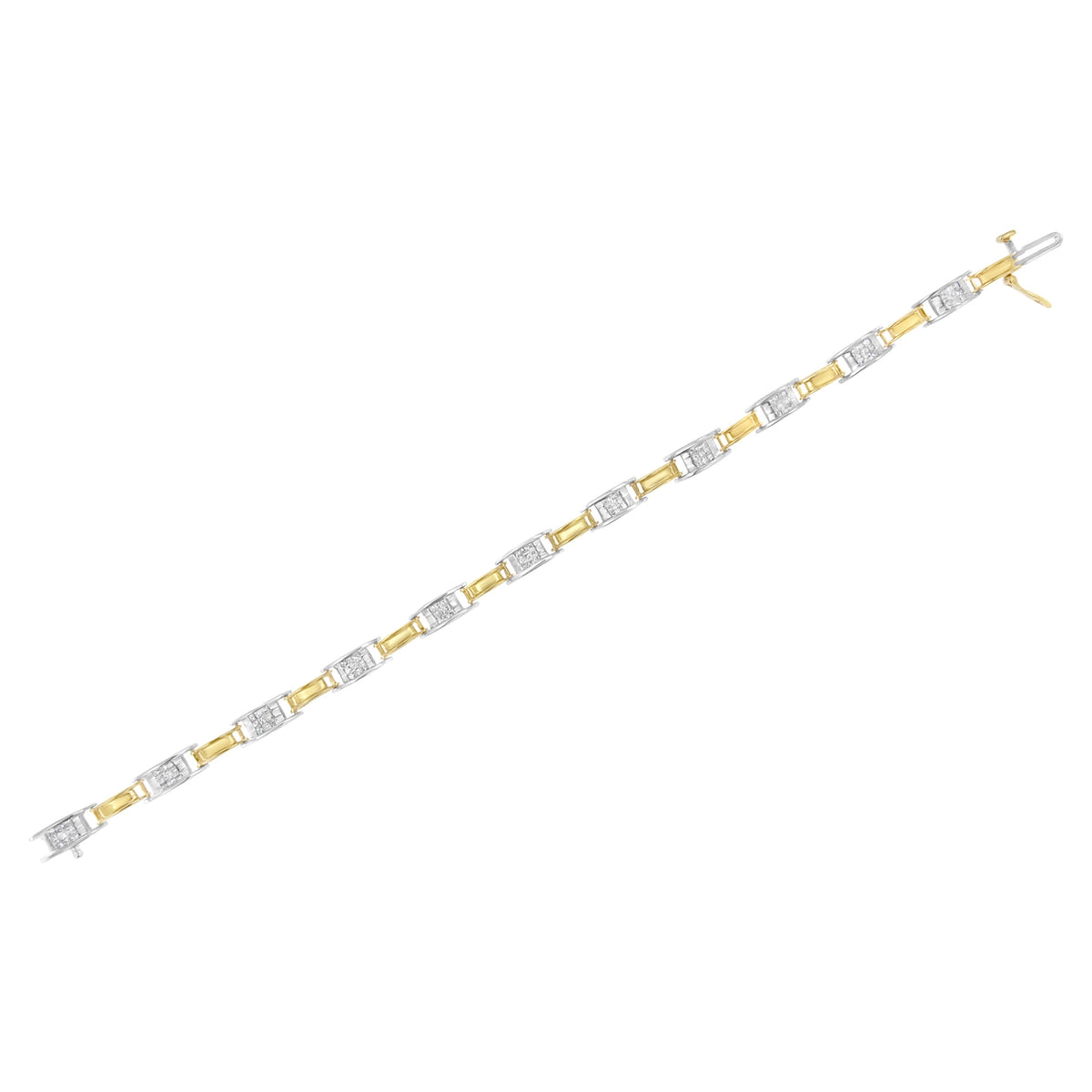 14K Two-Tone Gold 1.00 Cttw Princess-Cut Diamond Chain Link 7" Bracelet (H-I Color, SI1-SI2 Clarity)