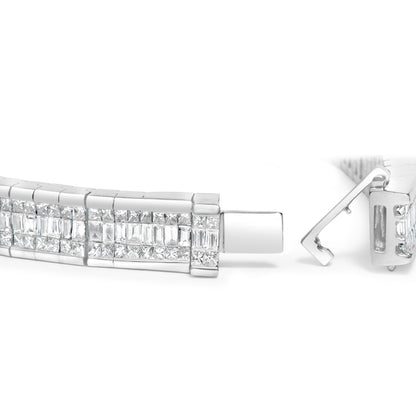 14K White Gold 7 7/8 Cttw Princess and Baguette Diamond Eternity Line Tennis Bracelet (G-H Color, SI1-SI2 Clarity) - 7" Inches