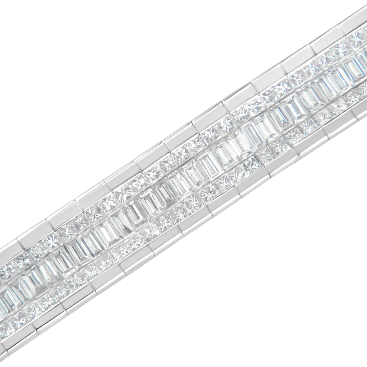 14K White Gold 7 7/8 Cttw Princess and Baguette Diamond Eternity Line Tennis Bracelet (G-H Color, SI1-SI2 Clarity) - 7" Inches