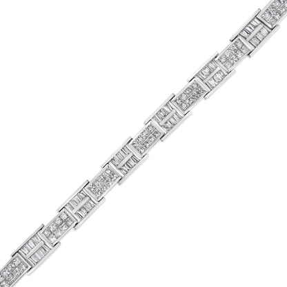 14K White Gold 10 5/8 Cttw Diamond Panel Link Bracelet  - 7" Inches