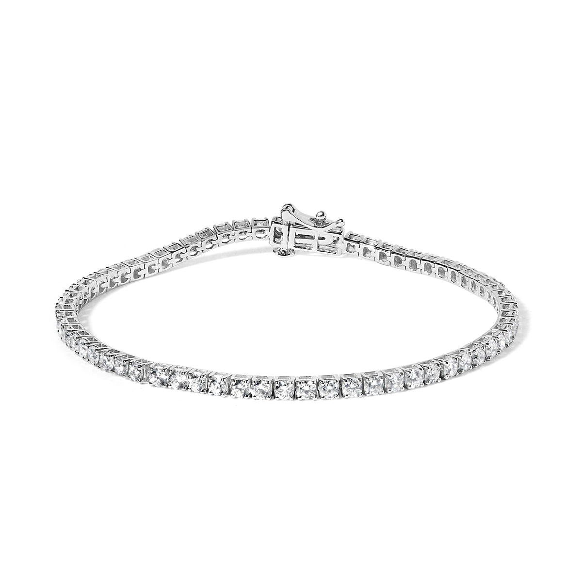14K White Gold 4.0 Cttw Classic Lab-Grown Diamond Tennis Bracelet (F-G Color, VS2-SI1 Clarity) - 7" Inches