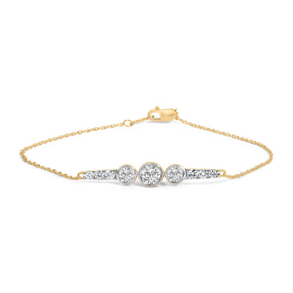 10K Yellow Gold Plated .925 Sterling Silver 1.0 Cttw Lab Grown Diamond Bezel Set Bracelet