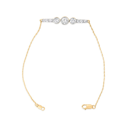 10K Yellow Gold Plated .925 Sterling Silver 1.0 Cttw Lab Grown Diamond Bezel Set Bracelet