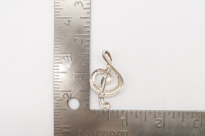 Vintage Treble Clef Music Note Sterling Silver Brooch Pin