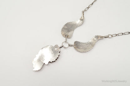 Vintage Native America F Handmade Feathers Design Sterling Silver Necklace