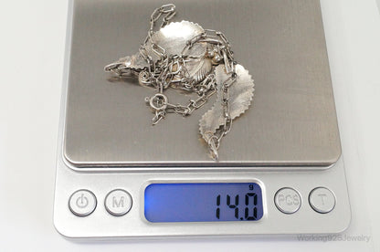 Vintage Native America F Handmade Feathers Design Sterling Silver Necklace