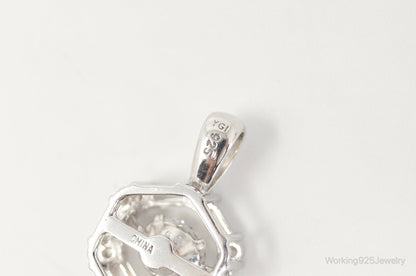 Vintage Art Deco Cubic Zirconia Sterling Silver Necklace Pendant
