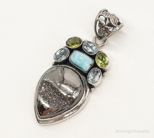 Vintage Multi Gemstone Sterling Silver Necklace Pendant — photo 1 of 8