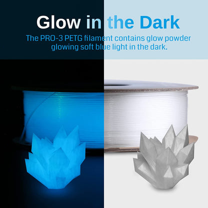 Glow-in-the-dark Blue 1.75mm PRO-3 PETG Filament, 1kg — photo 2 of 8
