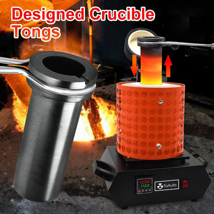 GTE Gold Melting Furnace – 1+3 KG Electric Digital Smelting Kiln Kit, 1800W 2100°F for Gold Silver Copper Aluminum (110V)