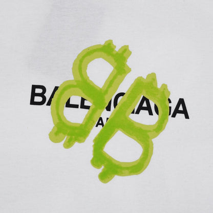 Balenciaga White & Green T-Shirt Without Collar