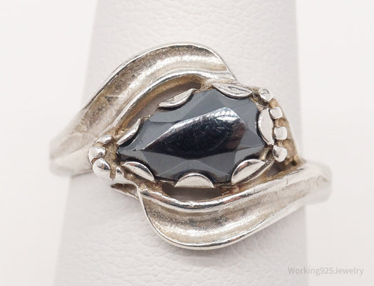 Vintage Mid Century Hematite Sterling Silver Ring - Size 6