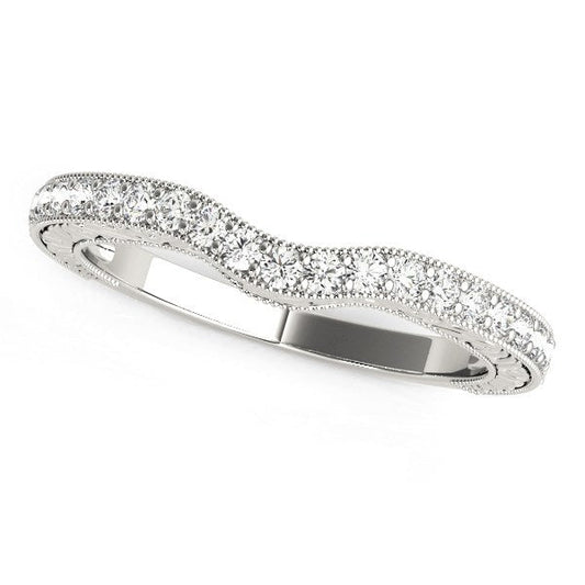 14k White Gold Antique Style Milgrained Curved Diamond Ring (1/4 cttw) — photo 1 of 2