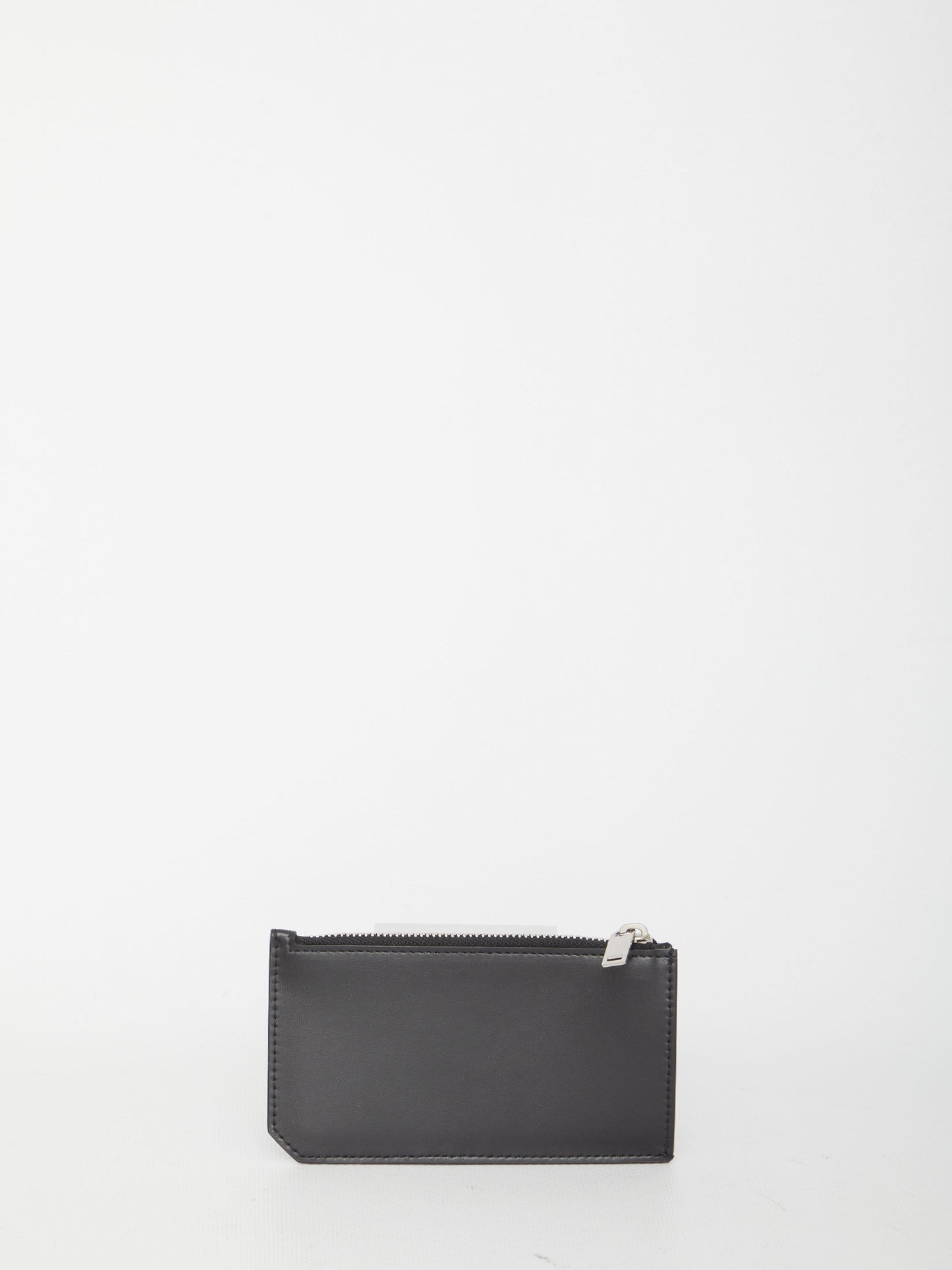 SAINT LAURENT Leather Card Holder with Logo Plaque - Mini