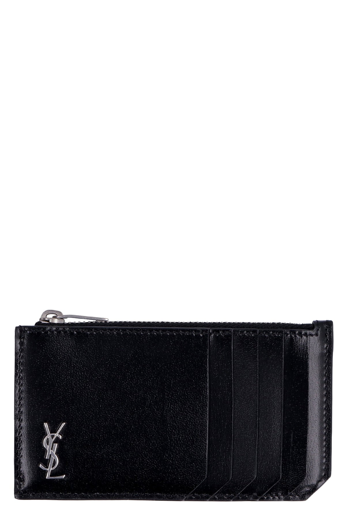 SAINT LAURENT Mini Monogram Zip Credit Card Holder