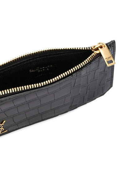 SAINT LAURENT Mini Logo Plaque Cardholder