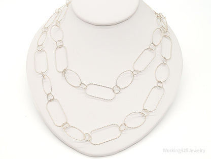 Vintage Designer Silpada Oval Link Textured Sterling Silver Necklace - 38"