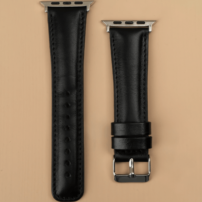 Apple Watch Black Leather Strap - Boston