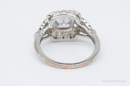 Vintage White Topaz Sterling Silver Plated Ring - Size 9
