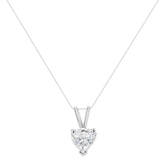14K White Gold 3/8 Cttw Heart-Shaped Diamond Classic Solitaire 18" Pendant Necklace (H-I Color, VS2-SI1 Clarity)