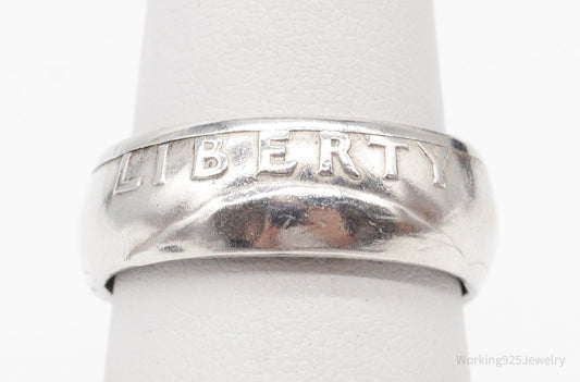 Vintage 1961 Liberty Quarter Dollar Silver Ring - Size 4.75