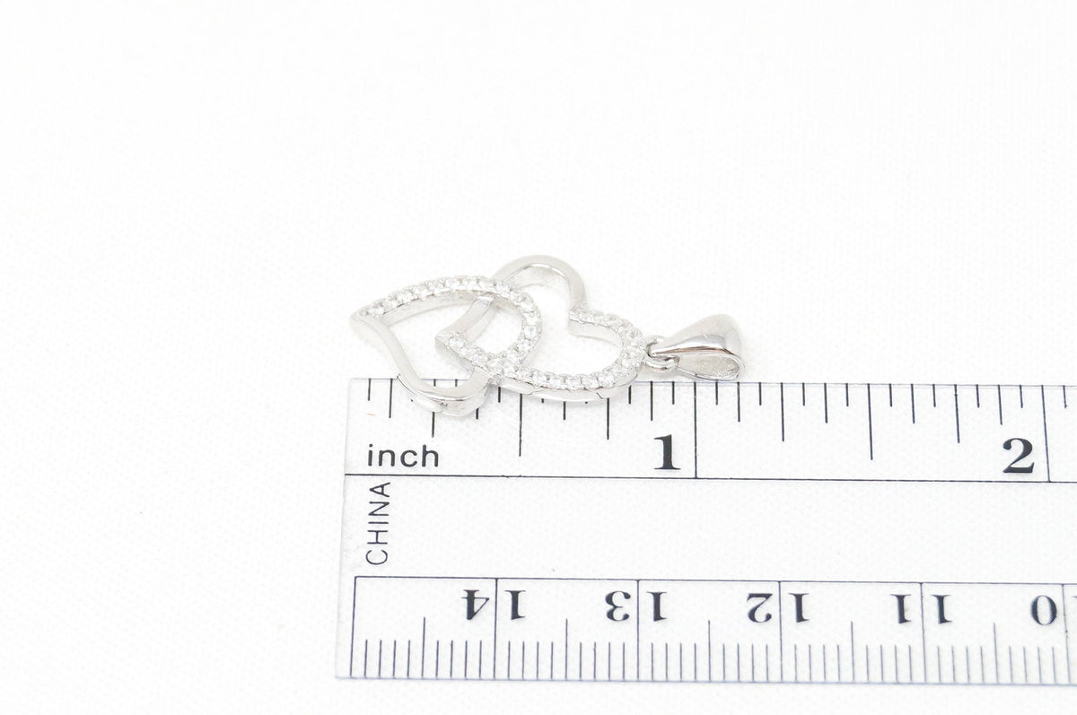 Vintage Open Hearts Forever Link Collection CZ Sterling Silver Necklace Pendant