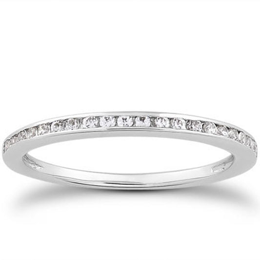 14k White Gold Slim Profile Diamond Channel Set Wedding Ring Band — photo 1 of 4