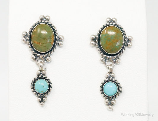 Vintage Native American QT Quoc Turquoise Sterling Silver Earrings — photo 1 of 8