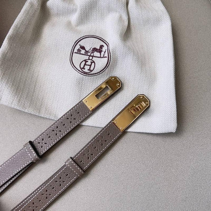 Hermes Men Gold Buckle Belt 'Grey'
