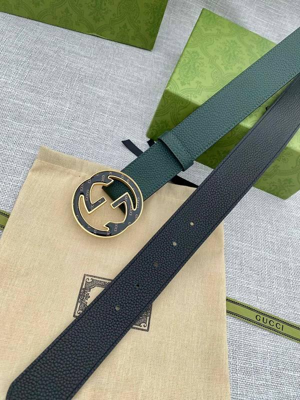 GUCCI Embellished coated-canvas and leather belt 'Green'