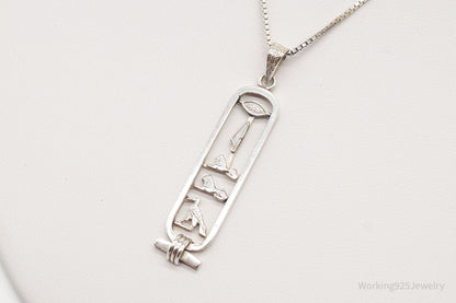 Vintage Large Egyptian Cartouche Sterling Silver Necklace