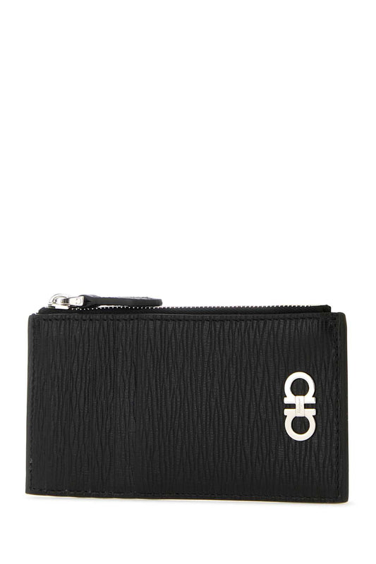 Ferragamo Mini Leather Gancini Hook Card Holder
