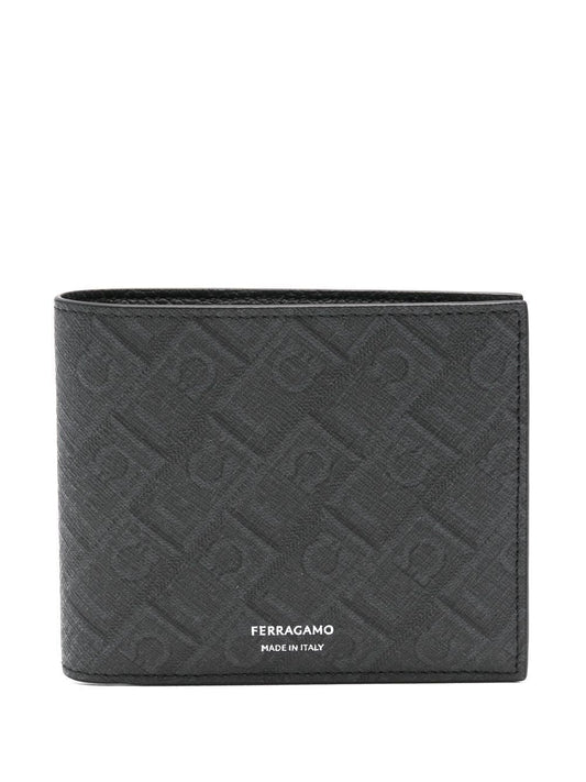 Ferragamo Monogram-Pattern Mini Bi-Fold Wallet