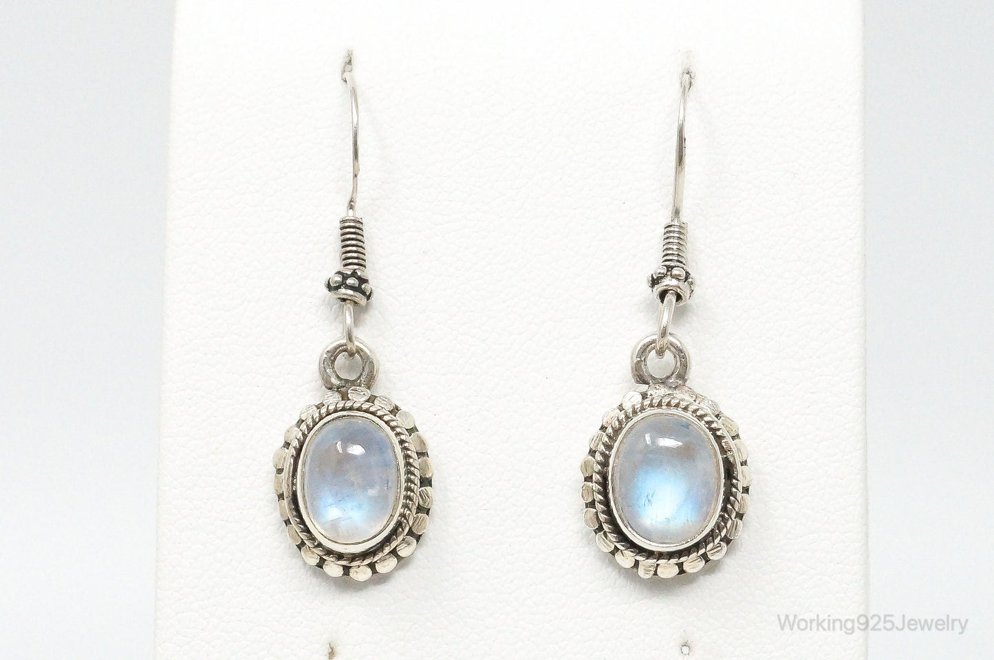 Vintage Moonstone Bali Style Sterling Silver Earrings