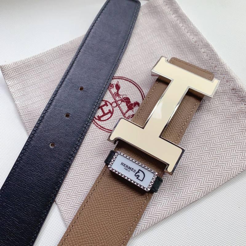 Hermes Men Beige Buckle Belt 'Brown'