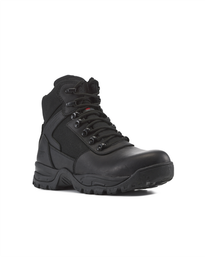 Kiwi Rugged Black Full Grain Leather Mid-Cut 6" Zipped Waterproof Tactical Boots [63100]