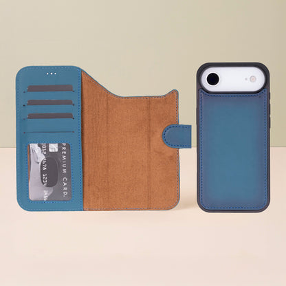 Premium Leather iPhone Air Wallet Case – Blue - Austin