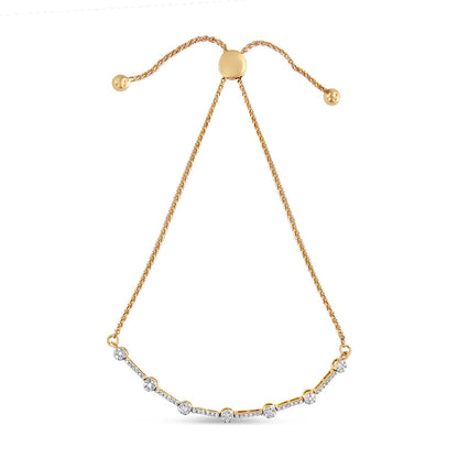 14K Gold Plated Sterling Silver 1/3 Cttw Diamond Slider Link Bolo Bracelet