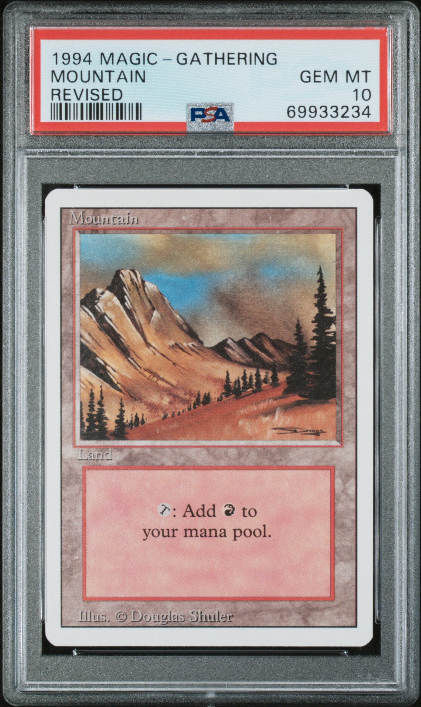 Graded 1994 Magic The Gathering  Mountain Revised NLG Card PSA 10 Gem Mint