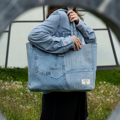Brooklyn Heritage Tote / Recycled Denim White