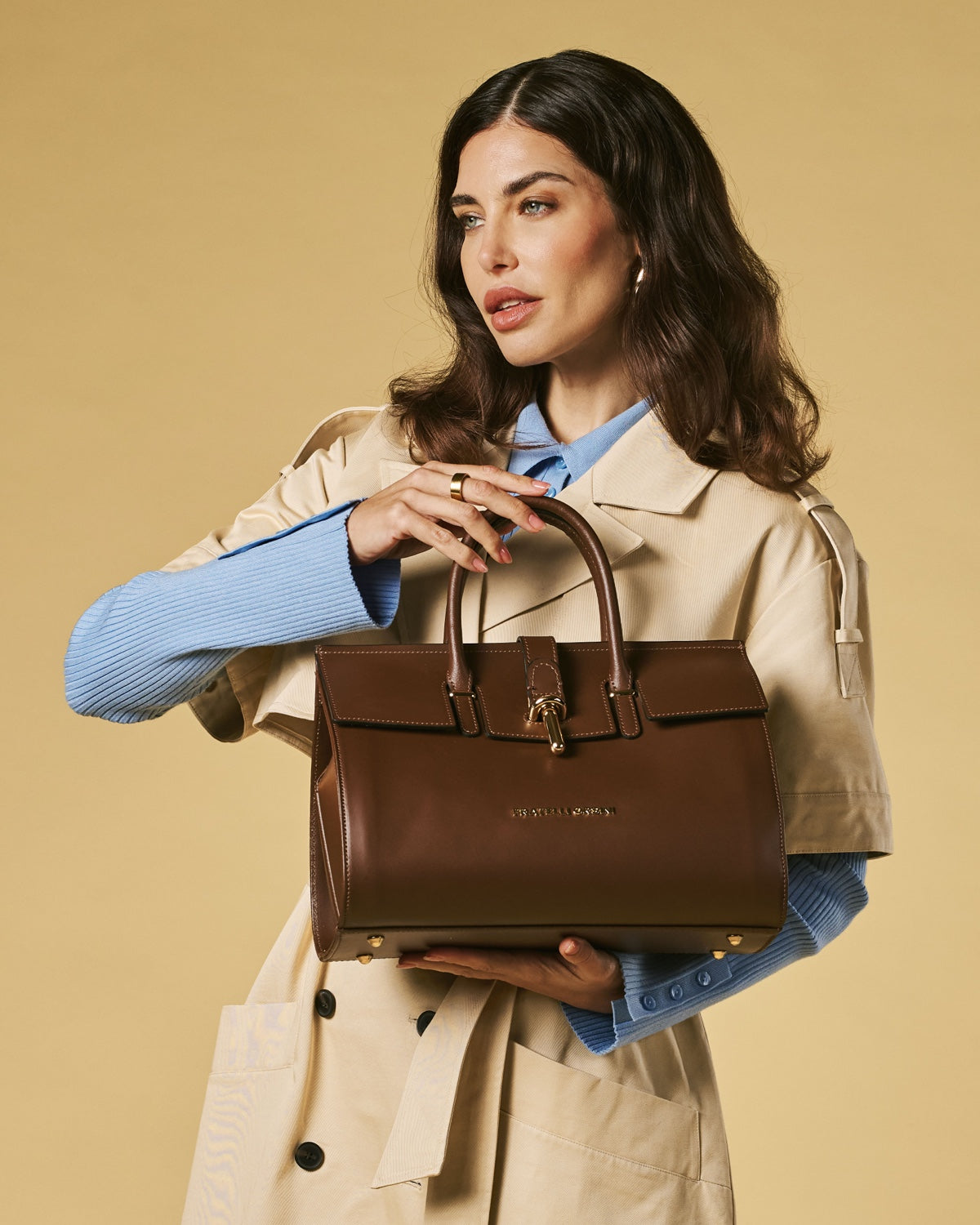 Oriana (brown) - Italian calf leather women's handbag (with shoulder strap) — photo 2 of 10