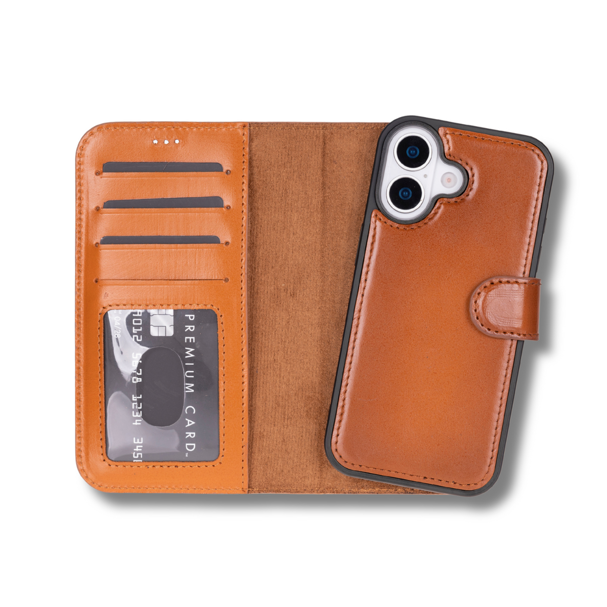 Leathere iPhone 17 Wallet Case – Rustic Brown - New York